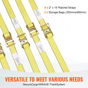 Load image into Gallery viewer, SucceBuy 8pcs 4400Lbs Ratchet Tie Down Straps E-Track Heavy Duty Strap with Hook Loop for Moving Securing Cargo Lawn Equipment - AMOCART
