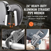 Load image into Gallery viewer, Amocart Pipe Wrench Aluminum Straight Pipe Wrench Adjustable Plumbing Wrench High Strength Jaw &amp; Ergonomic Handle Automotive
