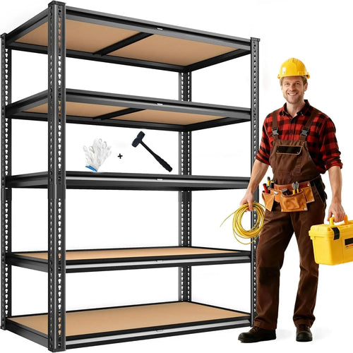 5 Tier Storage Shelves, 2250LBS Heavy Duty Garage Shelving, Adjustable Metal Shelving Unit,Garage Storage Shelves, Customized