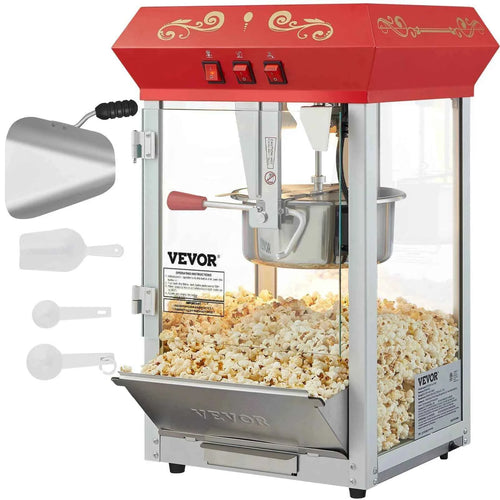Amocart 8/12Oz Electric Popcorn Maker Commercial Popper Machine  Automatic Corn Cookware with Scoop Spoon 304 Heating Tube