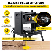Charger l'image dans la visionneuse de galerie, Amocart Electric Planer 12.5/13 inch Thicknesser Wood Planer With Stand &amp; Dust Exhaust 1800W 8000RPM for Woodworking Power Tool
