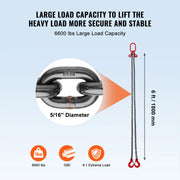 Load image into Gallery viewer, Amocart 3T Chain Sling 6ft 8mm/10mm Heavy Duty Lifting Chains with 2 Leg Grab Hooks G80 for Engine Manual Hoist Lifting Tool
