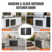Load image into Gallery viewer, SucceBuy BBQ Access Door Double Outdoor Kitchen Door Wall Vertical Door with Handles and Ventss for BBQ Island Grilling Station
