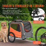 Amocart 66lbs Dog Bike Trailer2-in-1Pet Stroller Folding Cart Frame Bicycle Carrier with Wheels Universal Coupler for Dogs