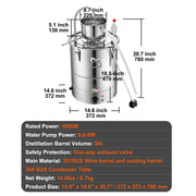 Load image into Gallery viewer, SucceBuy 30/50L Stainless Steel Alcohol Distiller Alcohol Still Essential Oil Brewing DIY Whisky Wine Brandy Distillery Home Use - AMOCART
