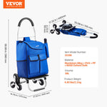 Amocart 36L Folding Shopping Cart Stair Climbing Handcart with Wheels & Oxford Cloth Bag Hand Truck for Grocery Laundry Storage