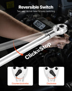 SucceBuy Click Torque Wrench 3/4 Inch Drive 100-600 lbf-ft Dual-direction Torque Wrench Set Alloy Steel for Automobile Repair