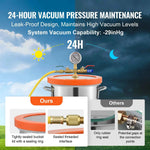 Amocart 3 Gallon / 5 Gallon Vacuum Chamber, Upgraded Tempered Glass Lid Vacuum Degassing Chamber, 304 Stainless Steel Chamber, for Stabilizing Wood, Resin Degassing, Silicone Degassing and Plaster Degassing
