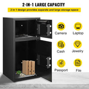 Load image into Gallery viewer, Amocart 33" Double Door Safe Deposit Box Secret Hidden Piggy Bank Steel Separate Storage Space Electronic Lock for Office Home
