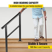 Charger l'image dans la visionneuse de galerie, SucceBuy Main Courante d'Extérieur 165LBS Charge Aluminium 36 x 35" Main Courante d'Escalier Extérieur Main Courante Adaptée pour 2-3 Marches avec Vis K pour Maison

