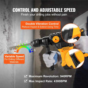 Load image into Gallery viewer, SucceBuy 1500W Rotary Hammer Drill Max Drilling 32mm 4 Modes Plus Corded Demolition Chipping Metal Concrete Breaker Jackhammer
