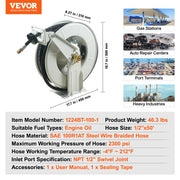Load image into Gallery viewer, SucceBuy 33/50/66ft Fuel Hose Reel Extra Long Retractable Spring Driven Auto Swivel Rewind for Auto Repair Heavy Industries - AMOCART
