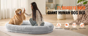 Charger l'image dans la visionneuse de galerie, SucceBuy Human Dog Bed Human Dog Bed for Adult Human Size Dog Bed with Washable Faux Rabbit Fur Cover Egg Orthopedic Foam Grey
