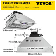 Load image into Gallery viewer, SucceBuy Built-in Range Hood 800/900CFM 3/4-Speed 30/36 Inch Stainless Steel with LED Lights Baffle Filters Ducted Convertible - AMOCART
