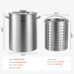 SucceBuy 36-100QT Stainless Steel Stockpot Cooking Pots Cookware Sauce Pot with Basket Lid Heavy Duty Commercial Grade Stock Pot