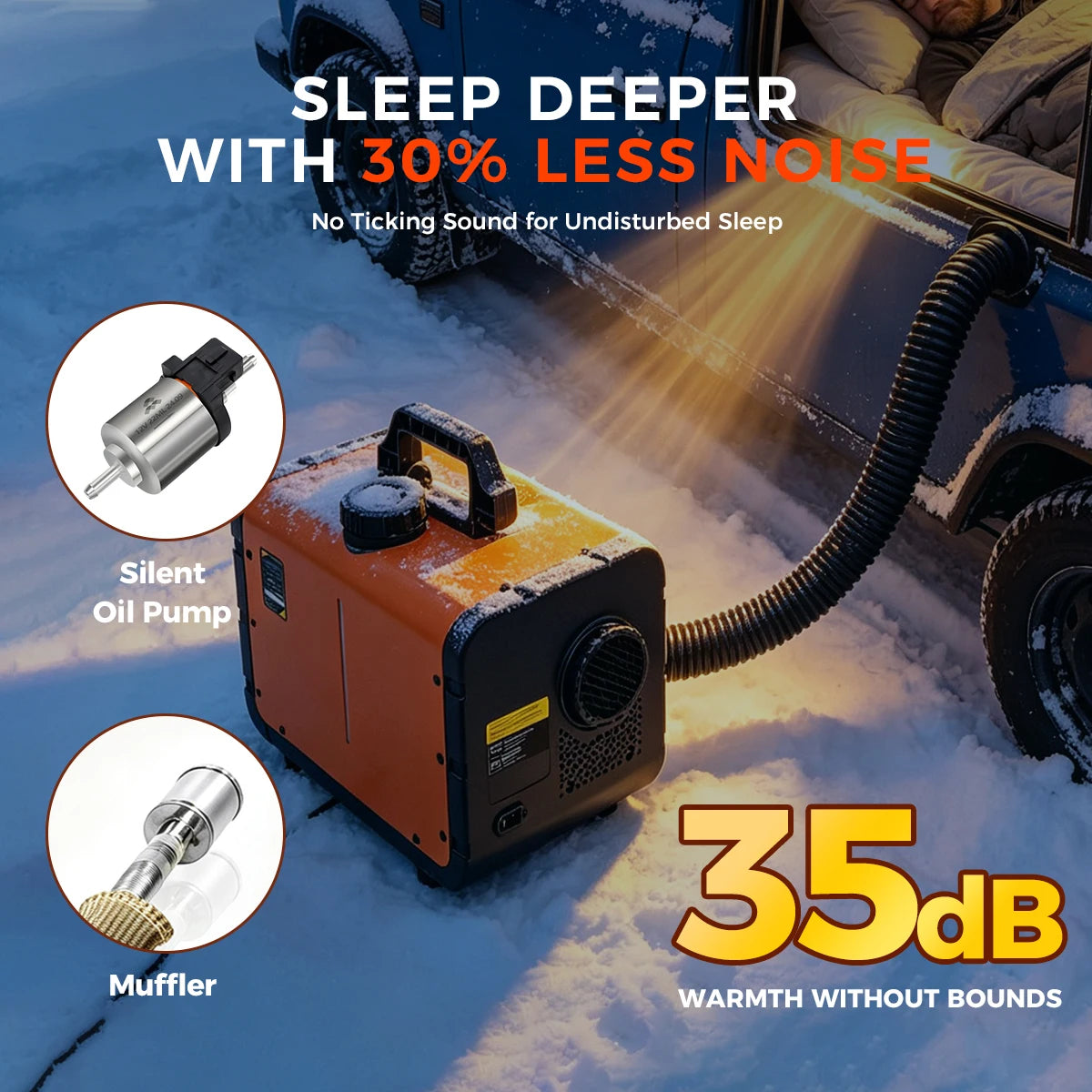 Sunster TP W1 8KW Parking Diesel Heater All-in-One, WiFi Bluetooth APP LCD Remote,12V/24V 110-240V Dual Power,Vent Turbo Thermostat,5500m Altitude Adapt,0.11-0.38L/H,5L Tank 20H,35dB Silent,Quick Muffler,Switch Cable,Safety P Amocart