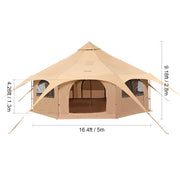 Load image into Gallery viewer, SucceBuy Canvas Bell Tent 4 Seasons 5m Yurt Tent Canvas Tent for Camping with Stove Breathable Tent Holds up to 8 People
