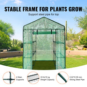 Charger l'image dans la visionneuse de galerie, SucceBuy Serre de Jardin 1,4x1,4x2m avec Étagères, Couverture en PE Haute Résistance et Porte Zippée Idéale pour la Plantation et le Rangement
