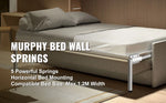 Amocart Murphy Wall Bed Hardware Kit Spring Mechanism Horizontal Stainless queen Size With 2 Steady Bed Legs Quick Set Up White