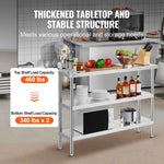 Amocart Stainless Steel Food Prep Table Commercial Kitchen Worktable w/Adjustable Undershelf Heavy Duty Prep Table Metal Table