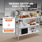 Load image into Gallery viewer, SucceBuy Stainless Steel Food Prep Table Commercial Kitchen Worktable w/Adjustable Undershelf Heavy Duty Prep Table Metal Table
