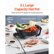 Charger l'image dans la visionneuse de galerie, SucceBuy Electric Hot Pot 5 L Double-flavor Shabu Shabu Pot Non-Stick Electric Cooker with Divider Glass Lid for 6-10 People
