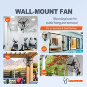 Load image into Gallery viewer, Amocart 4 Sizes Wall-Mount Misting Fan 3-speed IP44 Waterproof Oscillating Wall Fan Max. 9500 CFM Wall Mounted Fan for Home
