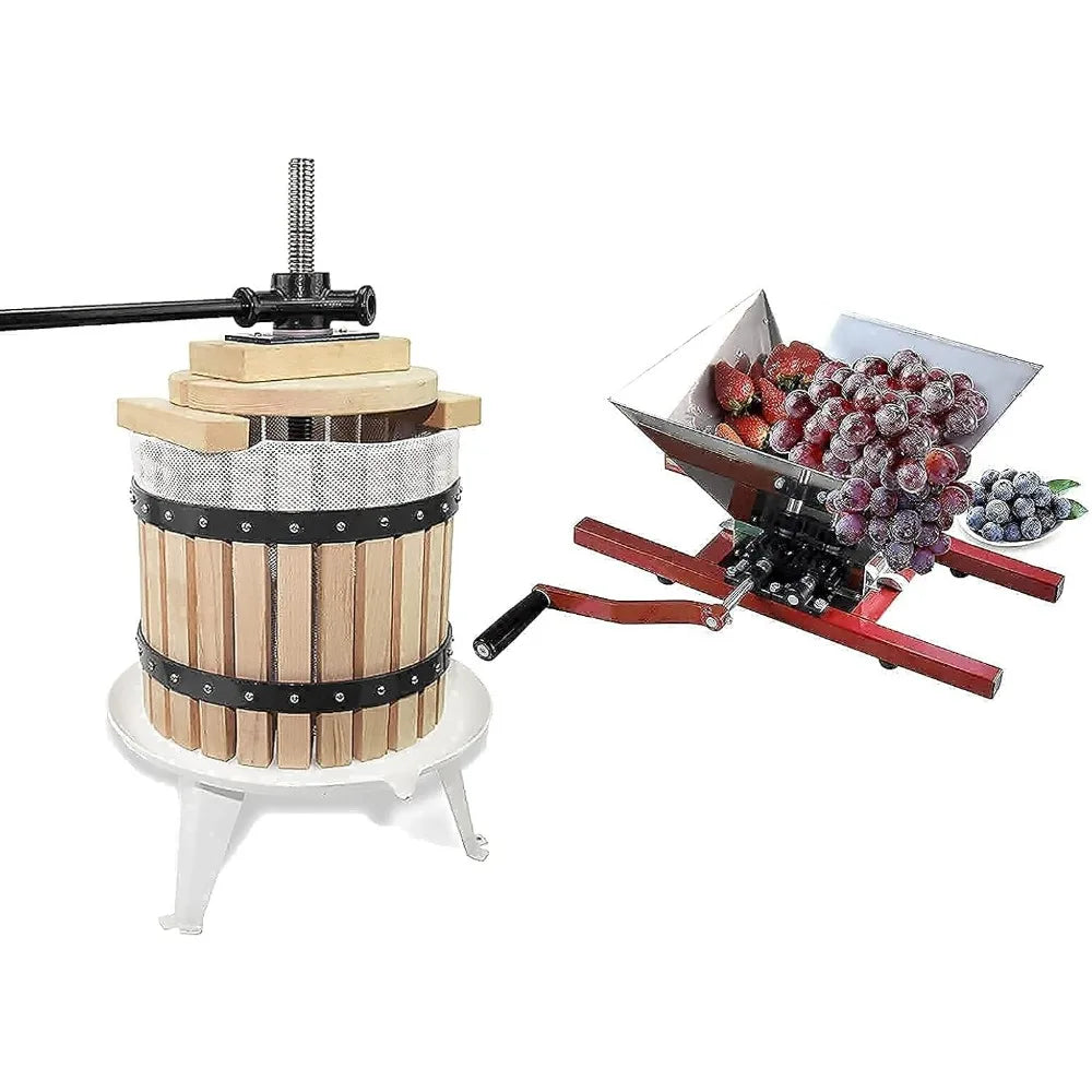 Fruit Crusher Apple Cider Wine Press 3.17 Gallon 12L Solid Wood Basket Press