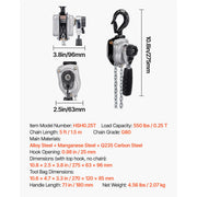 Load image into Gallery viewer, Amocart 0.5T/0.25T Manual Lever Chain Hoist 5/10/20 FT Lift G80 Alloy Steel Chain With Dual Pawl Mechanical Brake for Warehouse
