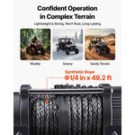 Amocart 6000LBS Electric Winch 12V ATV/UTV Winch with 49.2ft Synthetic Rope Wireless & Wired Remote Control for Towing Off-Road