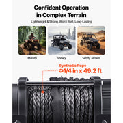 Bild in Galerie-Viewer laden, Amocart 6000LBS Electric Winch 12V ATV/UTV Winch with 49.2ft Synthetic Rope Wireless &amp; Wired Remote Control for Towing Off-Road
