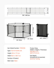 Charger l'image dans la visionneuse de galerie, Baby Gate 28/30/36 Inches High Dog Gate Easy Step Walk Thru Child Pet Security Pressure Mount Kit Wall Cups Doorways
