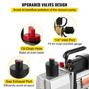 Charger l'image dans la visionneuse de galerie, Amocart 8CFM 2Stage Rotary Vane Professional Vacuum Pump (15Micron 3/4HP 1/4"flare 3/8 SAE 1/2"ACME inlet) for Air Conditioning
