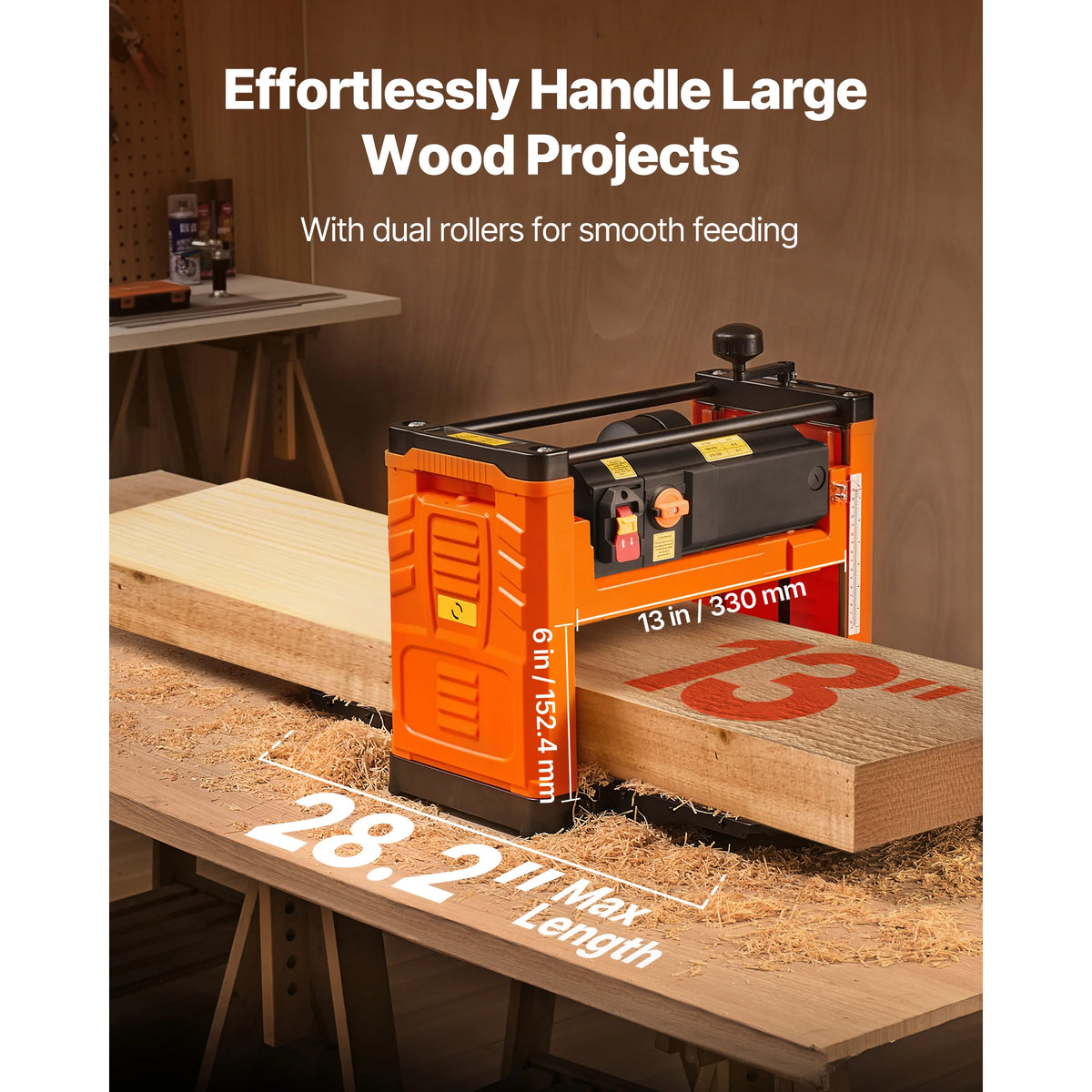 SucceBuy Thickness Planer 2 Speed 13-in Width Three-Blade 2000W 23500 RPM Powerful Motor Woodworking for Hard&Soft Wood Material Amocart