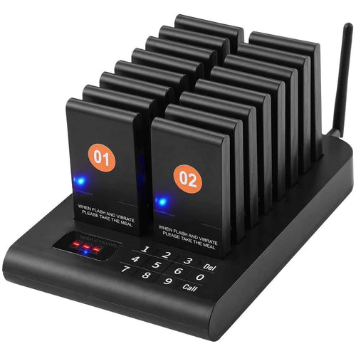 Amocart Restaurant Pager System Wireless Range Lineup Waiting Queue Signal Customer Calling Beepers with Vibration &Flashing