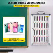 Bild in Galerie-Viewer laden, Amocart 36 Slots Cell Phone Cabinet Silver Aluminum Alloy Pocket Chart Wall Mounted Storage Locker Box for Classroom Office Gym
