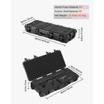 Amocart Hard Rifle Case Lockable Rifle Case w/ Pre-cut Foams & Wheels IP67 Waterproof Pistol Storage Cases for Rifles Shotguns