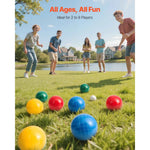 Amocart Bocce Ball Set 8 Resin Balls with Pallino Carry Bag and Measuring Rope Multi Color for Beach Lawn and Backyard Games