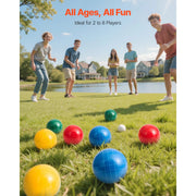 Bild in Galerie-Viewer laden, Amocart Bocce Ball Set 8 Resin Balls with Pallino Carry Bag and Measuring Rope Multi Color for Beach Lawn and Backyard Games
