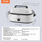 Load image into Gallery viewer, SucceBuy Electric Roaster Oven 24 QT Turkey Roaster Oven with Self-Basting Lid 1450W Roaster Oven Defrost&amp;Warm Function Silver - AMOCART
