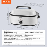 Load image into Gallery viewer, Amocart Electric Roaster Oven 24 QT Turkey Roaster Oven with Self-Basting Lid 1450W Roaster Oven Defrost&amp;Warm Function Silver
