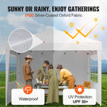 SucceBuy Pop Up Canopy 10x10FT Instant Canopy Portable Gazebo with 3 Sidewalls&2 Ventilated Windows Height Adjustable for Events
