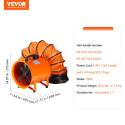 Load image into Gallery viewer, SucceBuy Industrial Exhaust Fan 10/12 inch Ventilation Fan Ventilator with 5M PVC Duct Exhaust Blower for Home Workplace Factory
