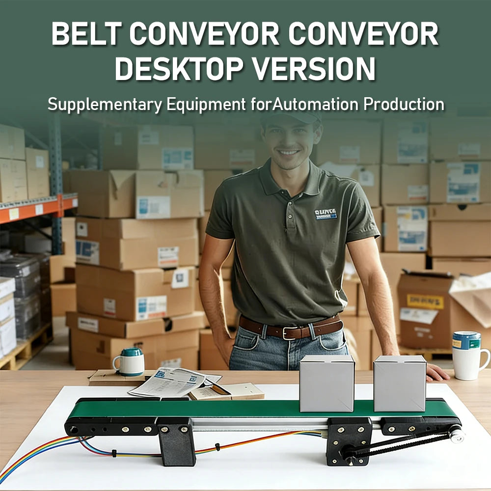 Small Desktop Belt Conveyor with Speed Controller Motor Mini Conveyor System Portable Conveyor Belt for Material Handling