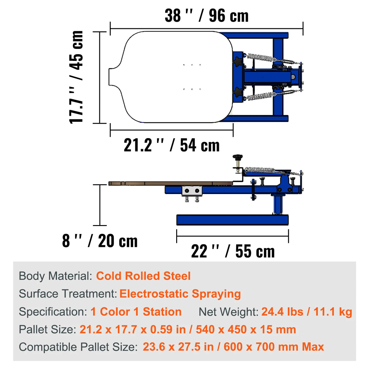 SucceBuy Screen Printing Machine 360° Rotable Silk Screen Printing Press 54x45cm Screen Printing Press Adjustable Tension Amocart