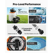 Load image into Gallery viewer, Amocart 12/14/16in FlashPure Sand Filter Pump with Timer for Above Ground Pool 0.5/0.75/1 HP 3000/3500/4400 GPH Media Installed
