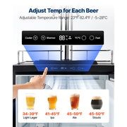Load image into Gallery viewer, SucceBuy Beer Kegerator Triple/Dual Tap Home Draft Beer Dispenser for Ball Lock Full Size Keg Refrigerator w/ 5lbs CO2 Tank 162L - AMOCART
