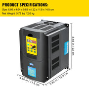 Load image into Gallery viewer, Amocart 2.2/3/4/7.5KW VFD Frequency Inverter 110V/220V1/3P Input 3P Output VariableFrequency Drive CNC Motor Inverter Converter

