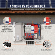 Bild in Galerie-Viewer laden, Amocart PV Combiner Box 4 String / 6 String Solar Combiner Box 10A / 15A Rated Current Fuse for On/Off Grid Solar Panel System

