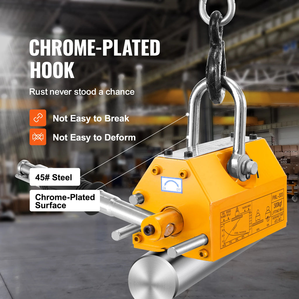 SucceBuy 100KG-2000KG Permanent Magnetic Lifter Pulling Capacity 2.5 Safety Factor Neodymium & Steel Lifting Magnet Lift Magnets